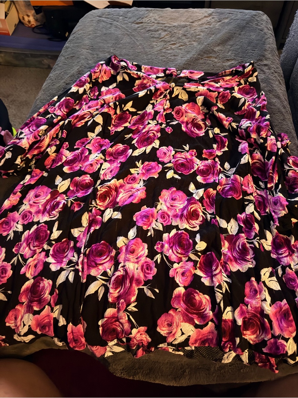 torrid Black Blouse with Pink and Purple Rose Print